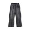 Autumn and winter black American high street washed old trendy jeans men's loose casual retro straight wide-leg pants