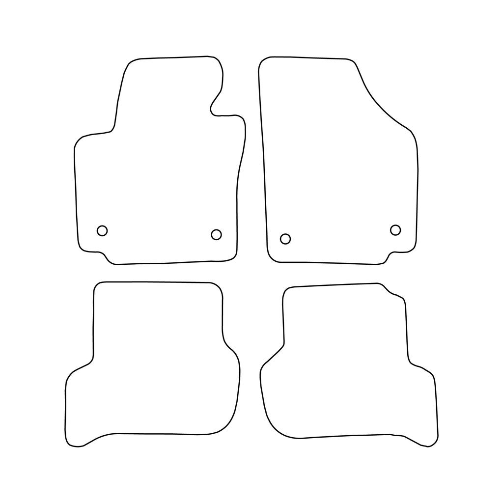 Velour Car Mat Set, Fits: Seat Altea XL 2004-2015, Black Trim