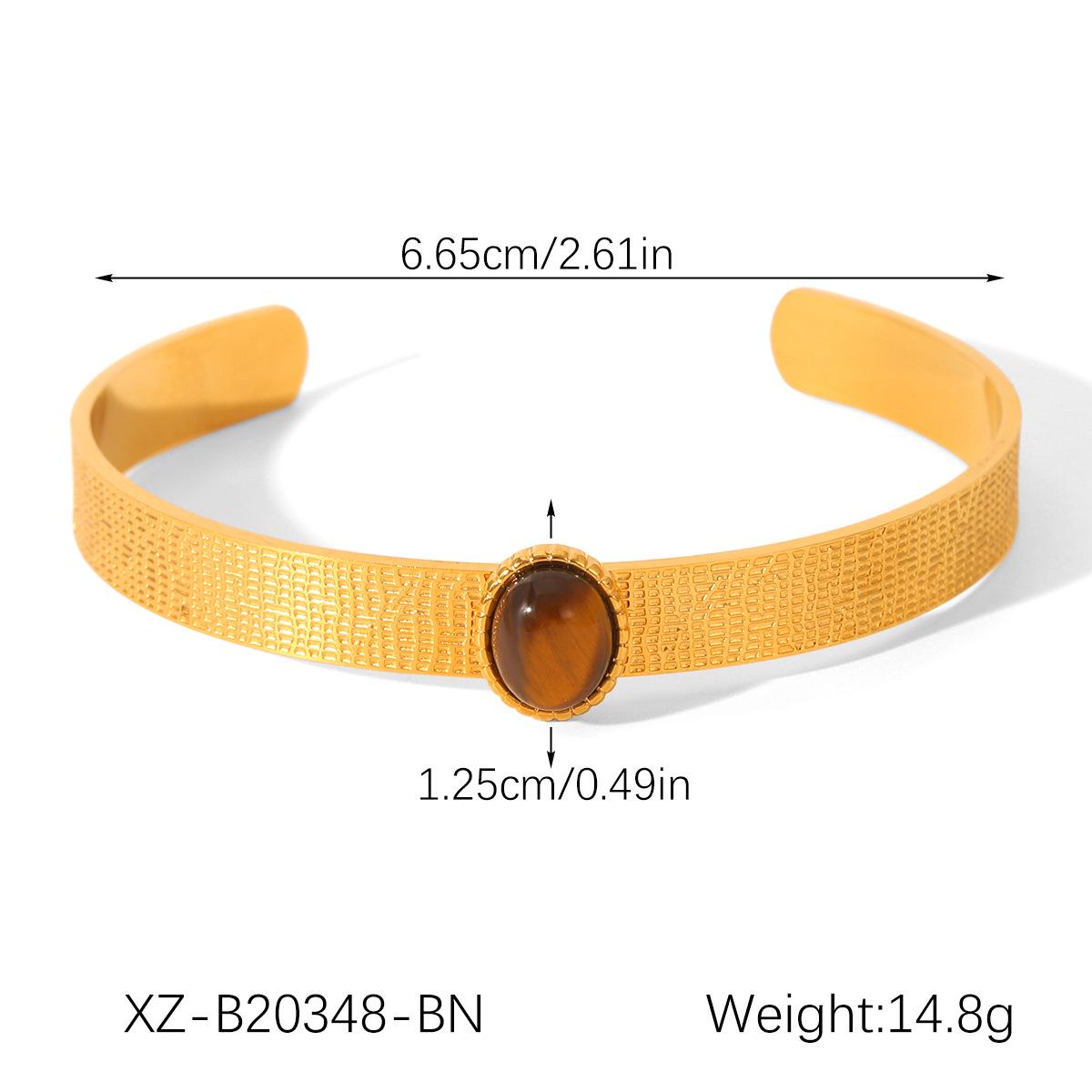 

Браслет из титановой стали открытой С-образной формы с бирюзовой инкрустацией - Стильные женские украшения, не тускнеющие со временем