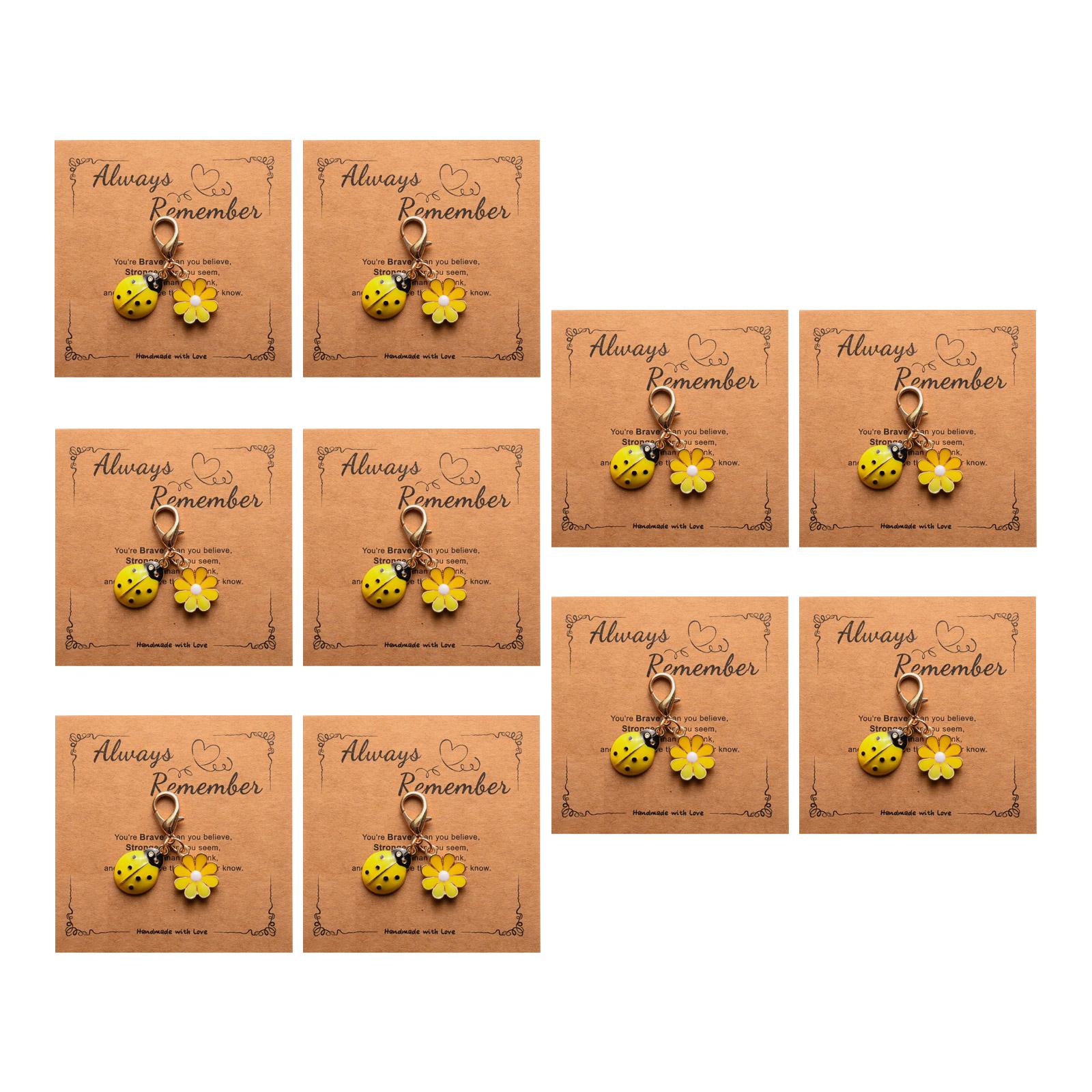 

10pcs Zinc Alloy Ladybird Keychain With Daisy Flower Ornament Lightweight Rustproof Decorative Key Holder жёлтый