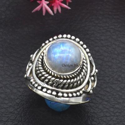 Natural Moonstone Handmade Ring For Christmas Gift 925 Sterling Silver Jewelry