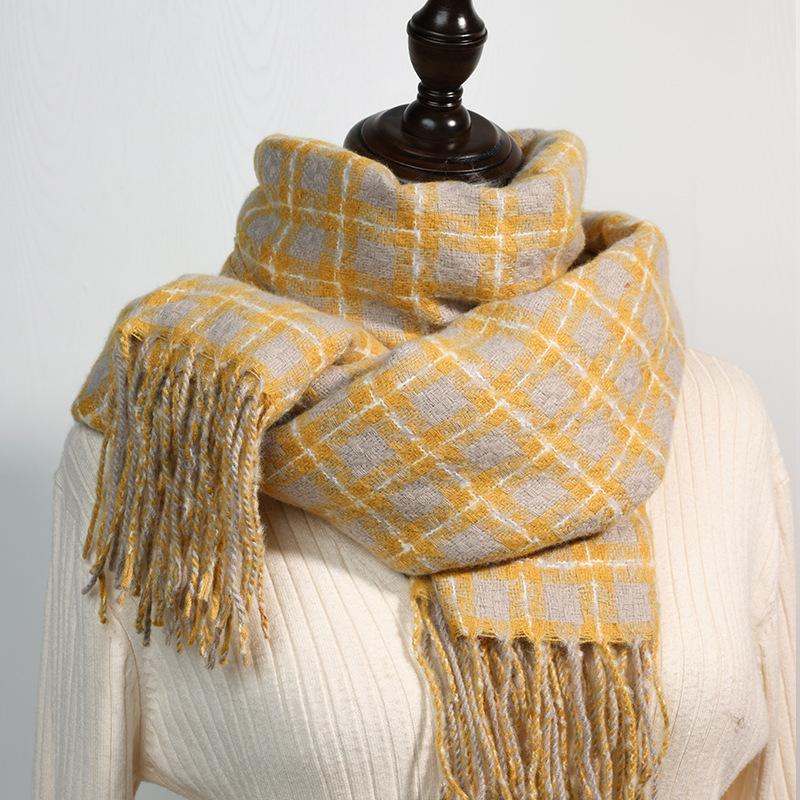 Scarf women's 2025 new autumn and winter fashion sweet imitation cashmere scarf medium and long warm plaid shawl
