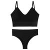 Women's French Wirefree Push-Up Bra Set - Thin, Sexy Triangle Cup Sports Underwear with Beautiful Back Design, Two-Piece.