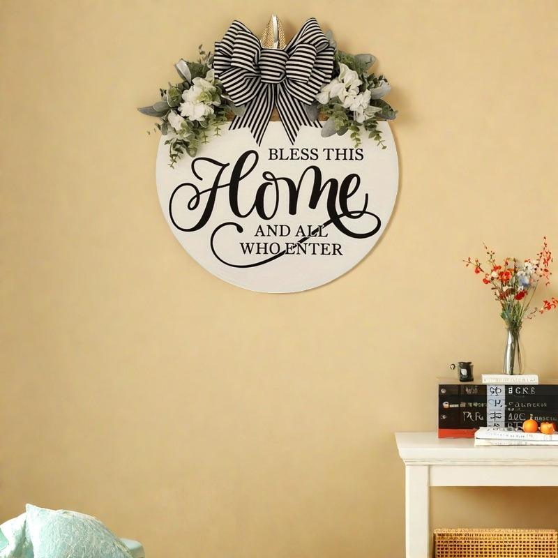 Front Door Farmhouse Wreath: Welcome Sign for Spring & Summer Decor