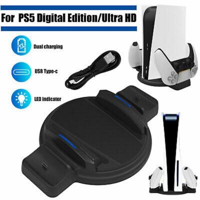 For Sony PS5 DE/UHD Vertical Stand Dual Controller LED USB Charging Dock Station
