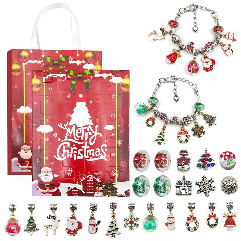 Caixa de Presente Surpresa Vermelha Transfronteiriça de Natal para Crianças - Calendário do Advento Cego Dourado/Prateado DIY