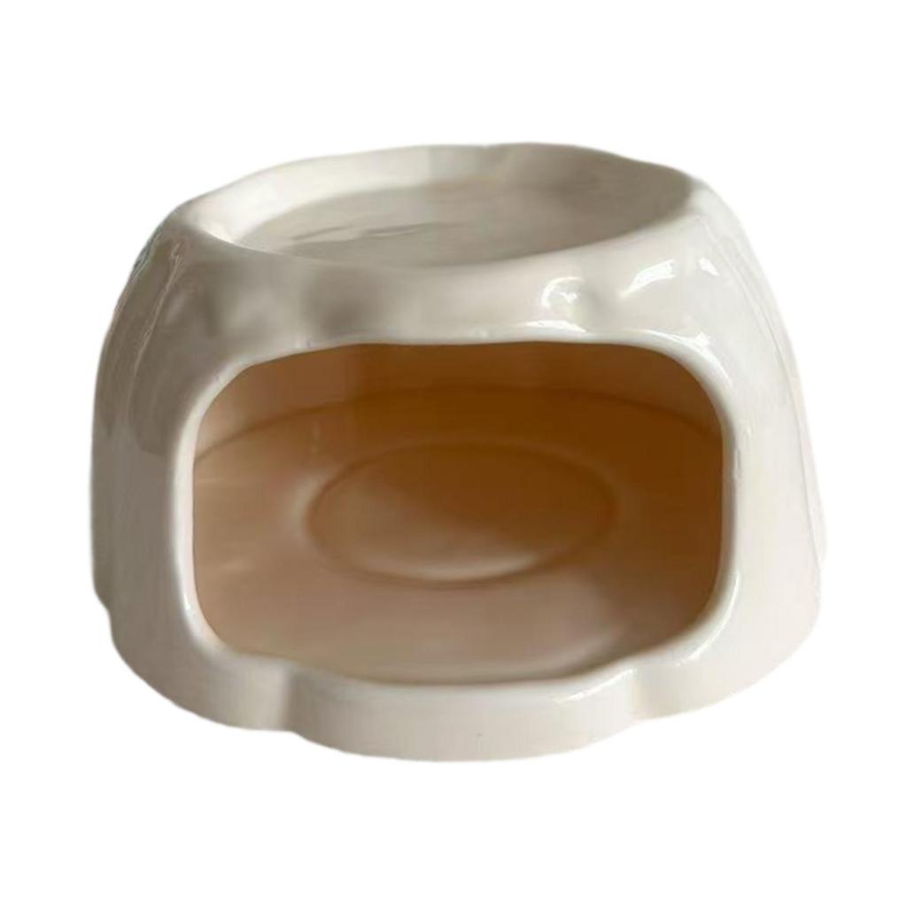 Small Animal Pudding Shape Ceramic Hamster House Hideout Food Bowl for Cage Decor and Bedding