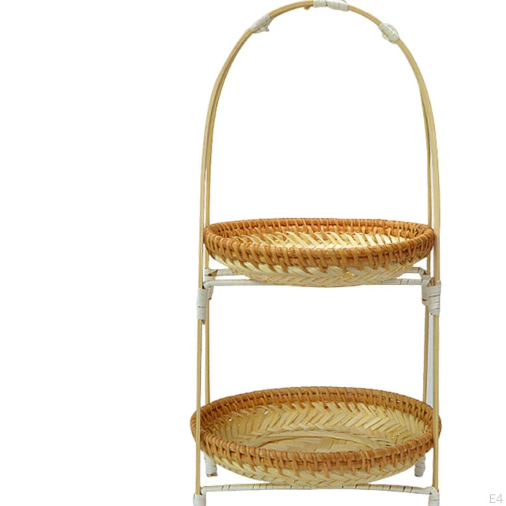 Bambuskorb Tablett Obstständer Servieren Handgefertigt Gewebt Aufbewahrung für Festival