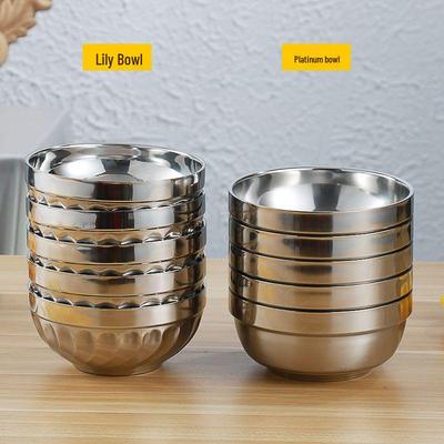 Double-Layer Stainless Steel Insulated Bowl for Household and Kindergarten Use