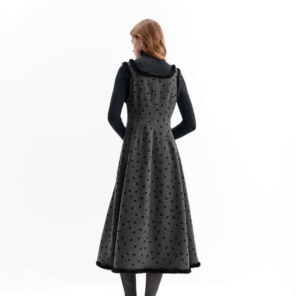 Wednesday Delight Wd_Velvet Bow Wool Sleeveless Dress