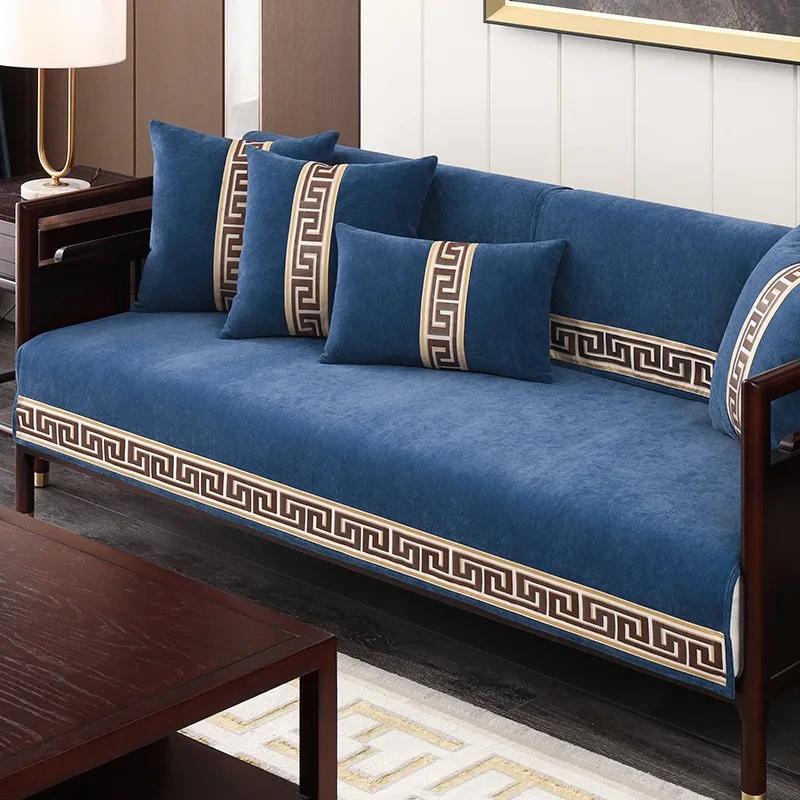 High-grade Classical Thicken Chenille Sofa Towel Modern Soft Anti-slip Sectional Sofa Cover Luxury Solid Color Couch Covers