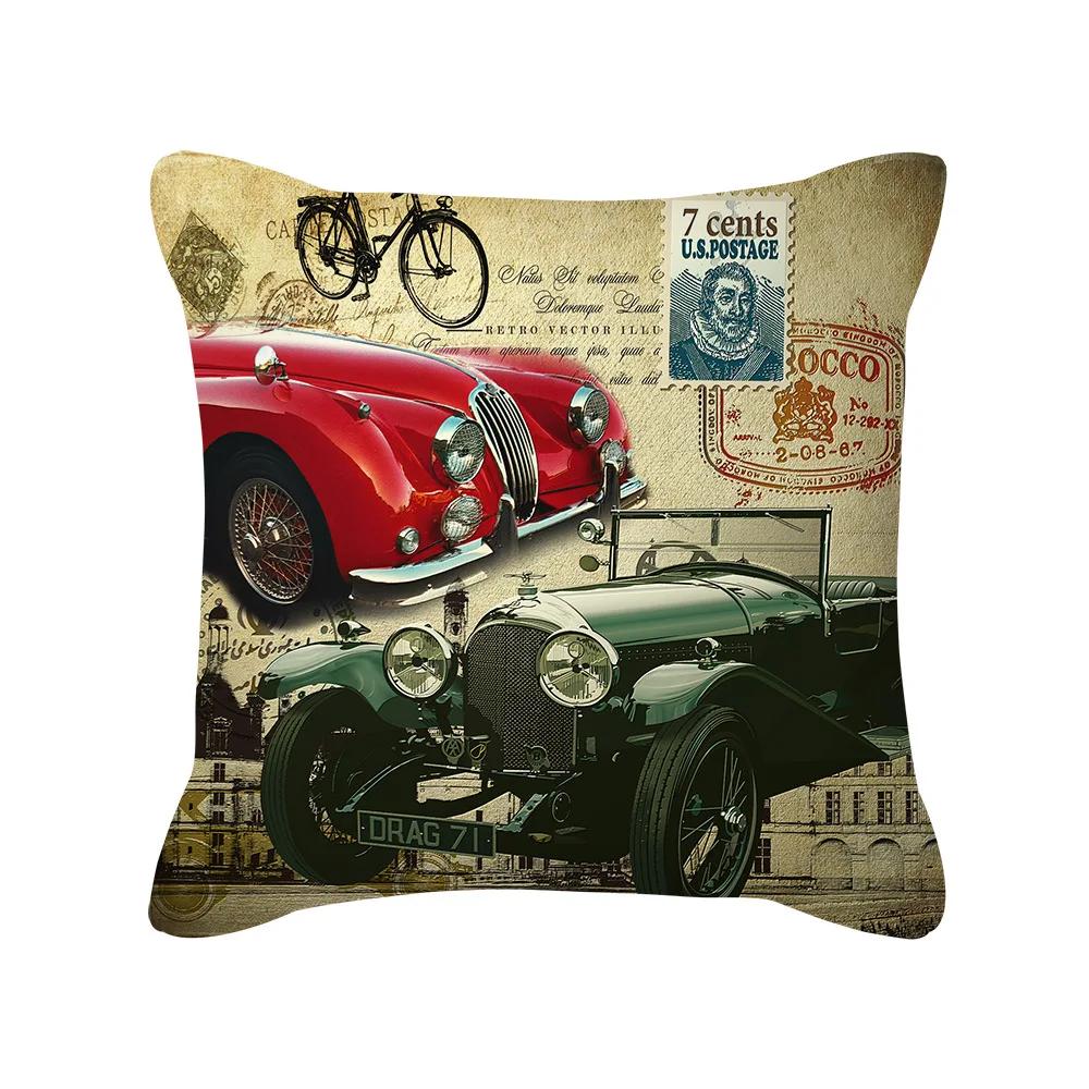 British Style Cushion Cover 18x18 Inches Pillow Case Red Blue Pillow Covers Retro Home Decorations Throw Pillow Case for Couch