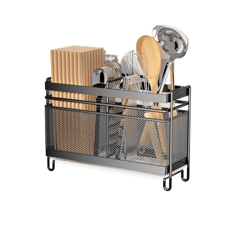 Stainless Steel Wall-Mounted Chopstick and Spoon Holder
