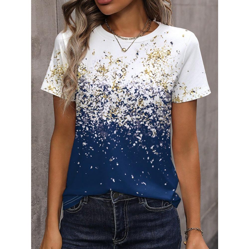 Cute Cat Print T-Shirt For Women Graphic Tees Women Tops