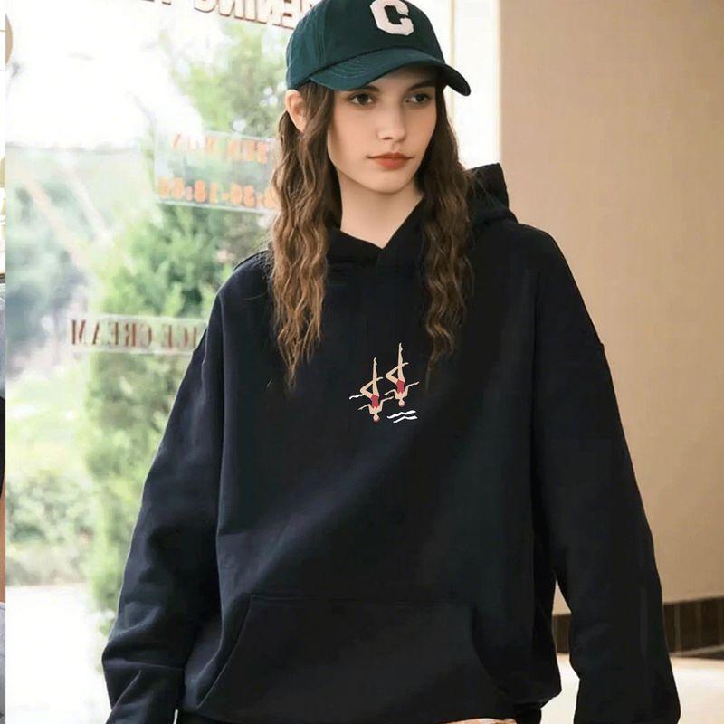 

Black, Hoodie Women s 2025 New Arrival Best Selling American Retro Sports Style Hooded Jacket Coat Autumn and Winter Black-Hooded [Spring & Fall regular Version]] XL