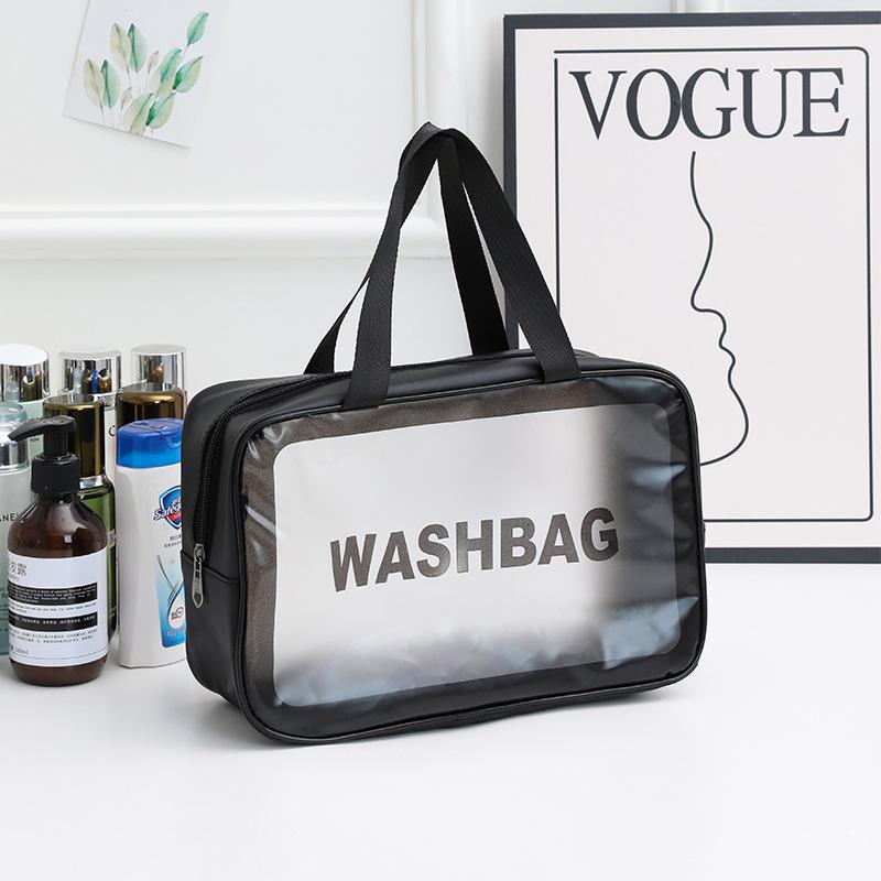 Large Capacity Waterproof PVC Makeup Bag - Portable, Transparent Travel Toiletry Organizer