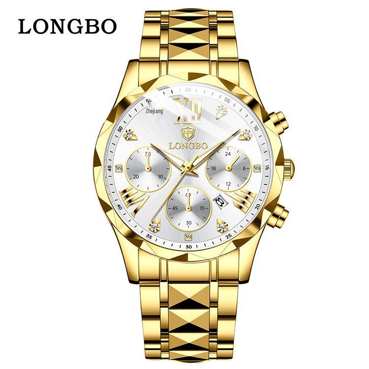 Longbo Men s Luxury Quartz Luminous Waterproof Roman Skeleton Wristwatch
