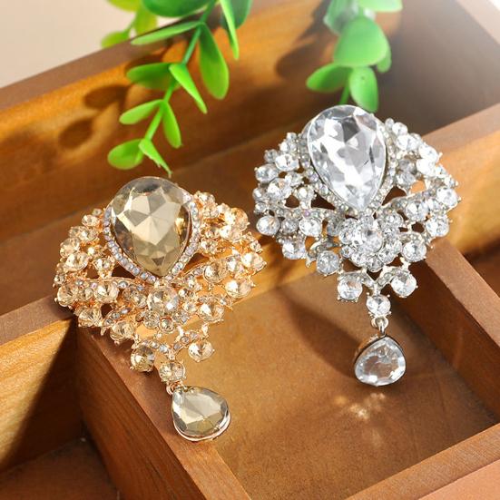 Spilla con Pendente a Goccia con Strass da Donna, Gioiello da Matrimonio, Regalo, Decorazione