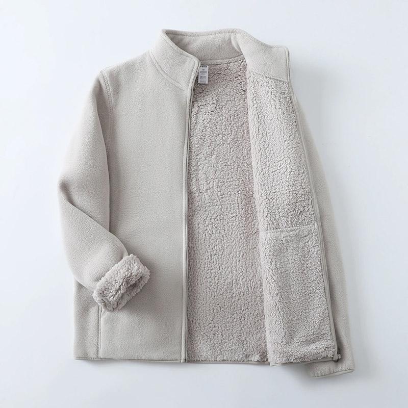 Coat for Women Fleece Thickened Plush Autumn Winter Double Layer Windbreaker Oversize Casual Zipper Jacket