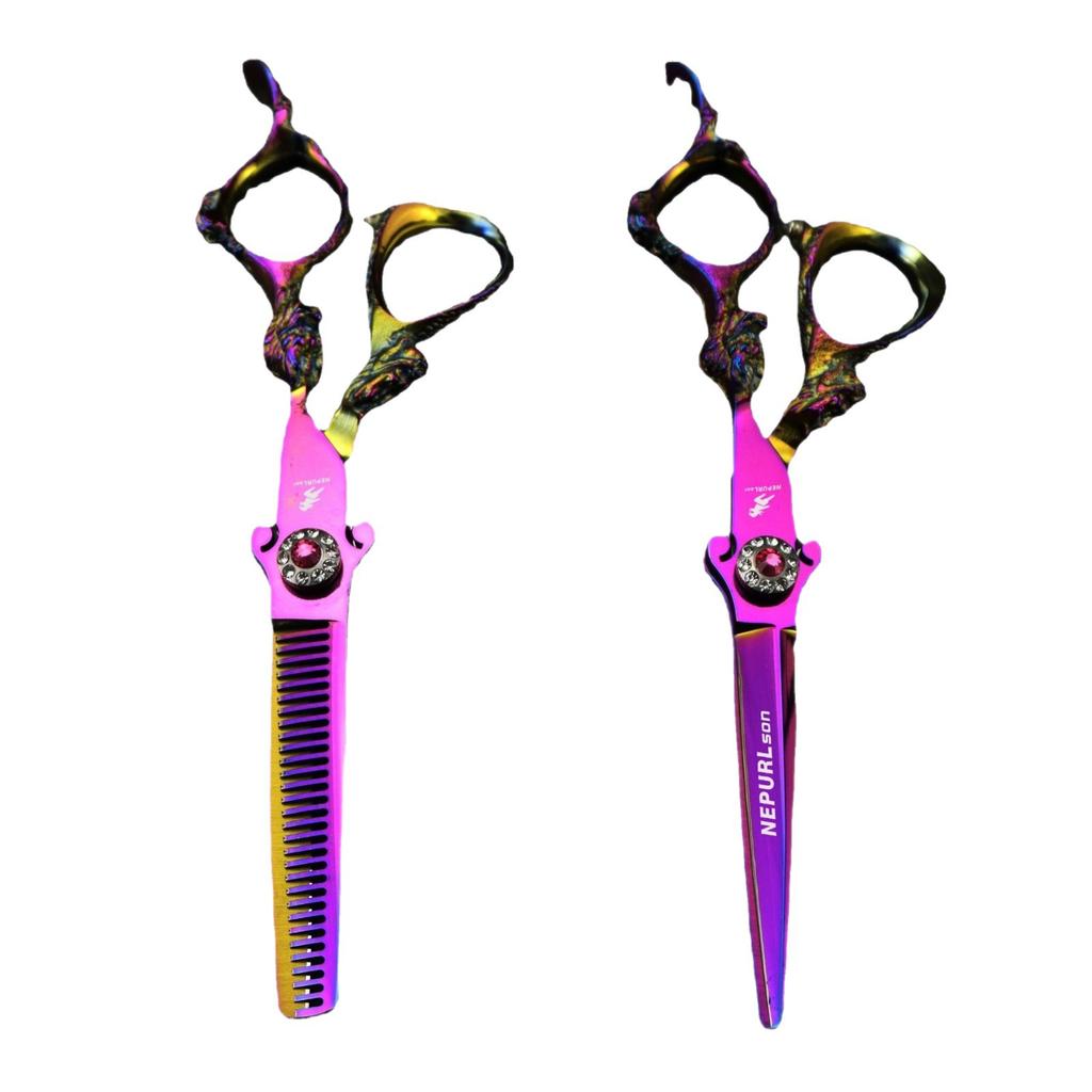 6.0 Inch Nimpson Pink Sword Type, Dragon Handle Hair Scissors, Hair Scissors, Flat Scissors, Tooth Scissors, Thin Scissors