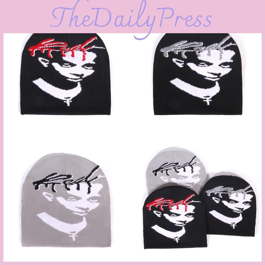 Fashion Figure Portraits And Letter Patterns Men Casual Knitted Hats For Winter