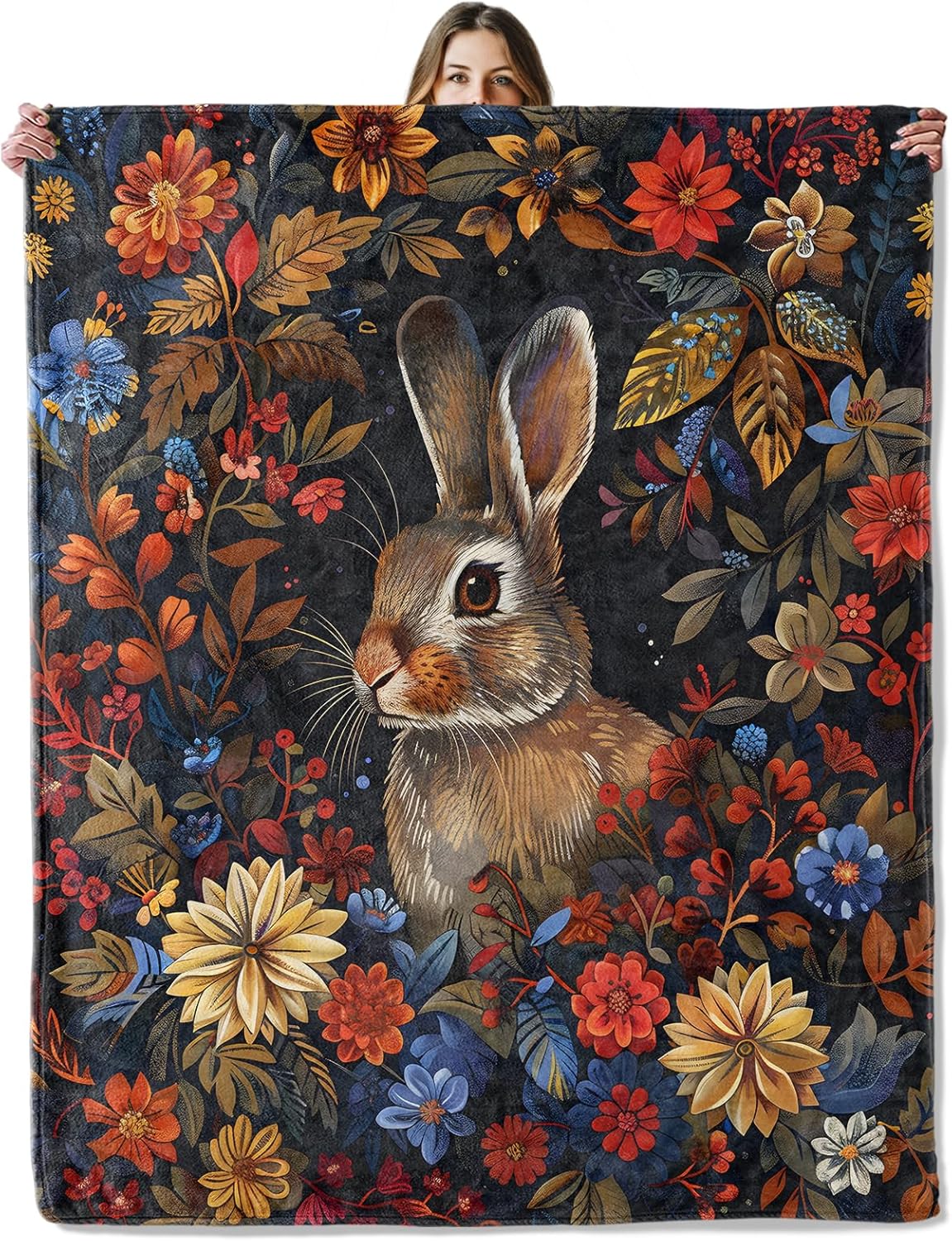Textilien Unisex Coral Bunny Throw Blanket For Girls Boys Kids Adults, 50X60 In, Cozy Flannel Blanket For Bedroom, Camping, Couch, Room Decor, Fuzzy Wa