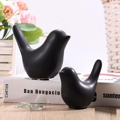 Statuette opache di uccelli neri creativi Accessori per decorazioni per la casa (Confezione da 2, Nero)