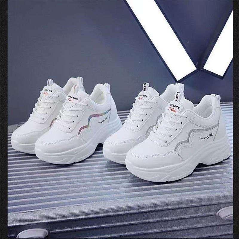 Inner Heightening Dad Shoes Women's Korean Version of Comfort 2025 Spring Autumn Platform Leather Sneakers