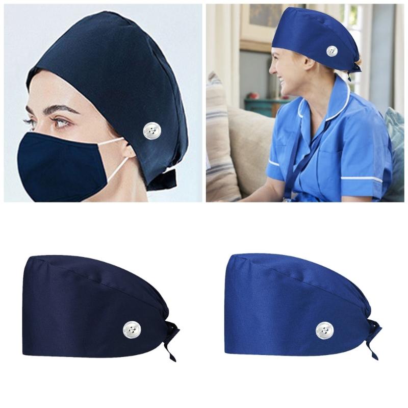 Working Hat for Women Man Solid Color Scrub Caps Doctor Hat Nurse Hat Adjustable Surgical Caps Beauty Salon Working Hat