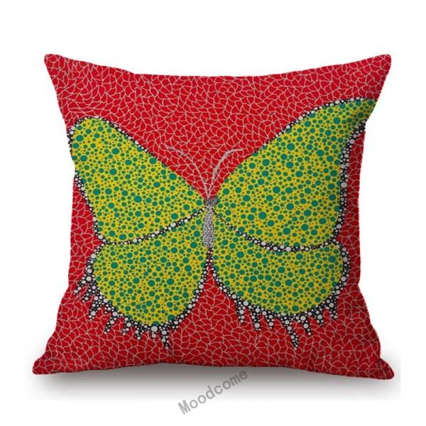 Modern Polka Dots Art Flower Vase Butterfly Pumpkin Yayoi Kasuma Japanese Style Cotton Linen Sofa Pillow Case Car Cushion Cover