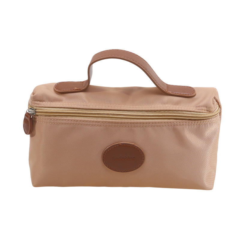 

Unisex Nylon Handheld Cosmetic Bag Fashion Lightweight Portable Toiletry Makeup Organizer Essential Cosmetic Toilet Storage світло-коричневого кольору