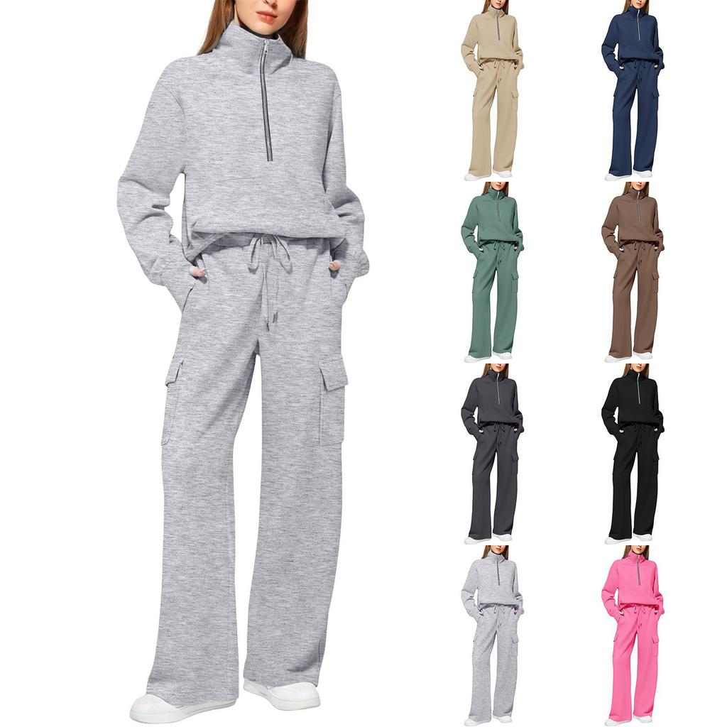 Stylish And Casual Drawstring Loose-fitting Long-sleeved Sweatshirt And Pants Set For Women (two-piece Set)