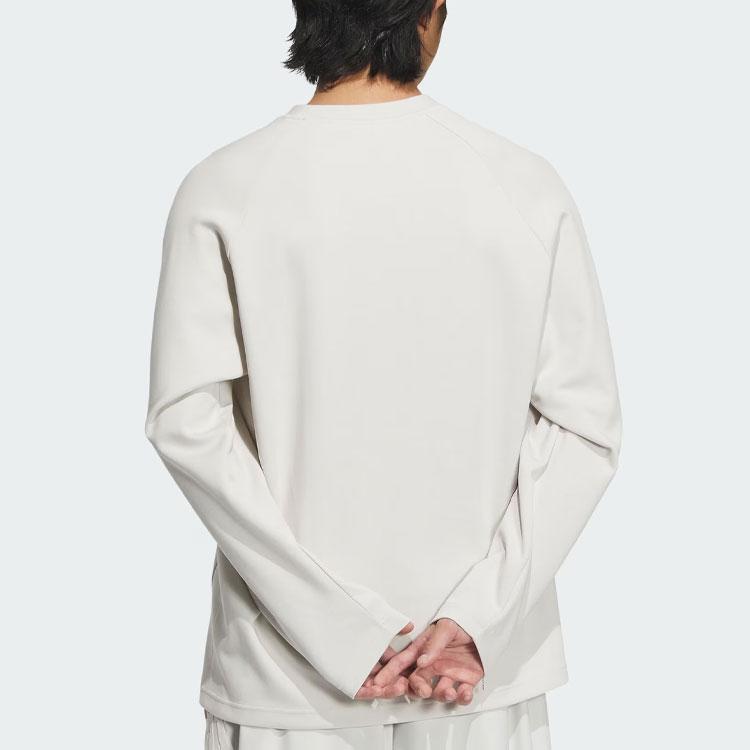 Adidas Sportswear Future Style Solid Logo Athletic Casual Crew Neck Long Sleeve T-Shirt Men Tops Talc IY8031