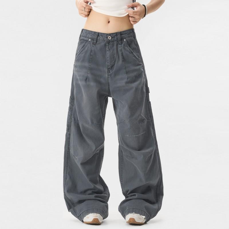 Oreeta Vintage Cargo Pants Men Women Straight Leg Multi-Pocket Casual Streetwear
