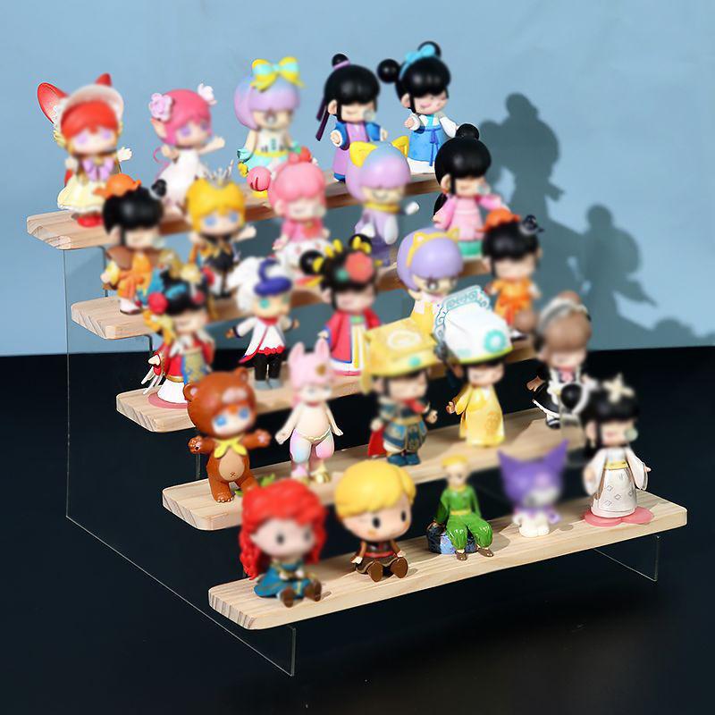 Wooden Riser Display Cosmetic Shelf Organizer Nail Polish Display Riser Stand for Dessert Cupcake Jewelry Collectibles Display