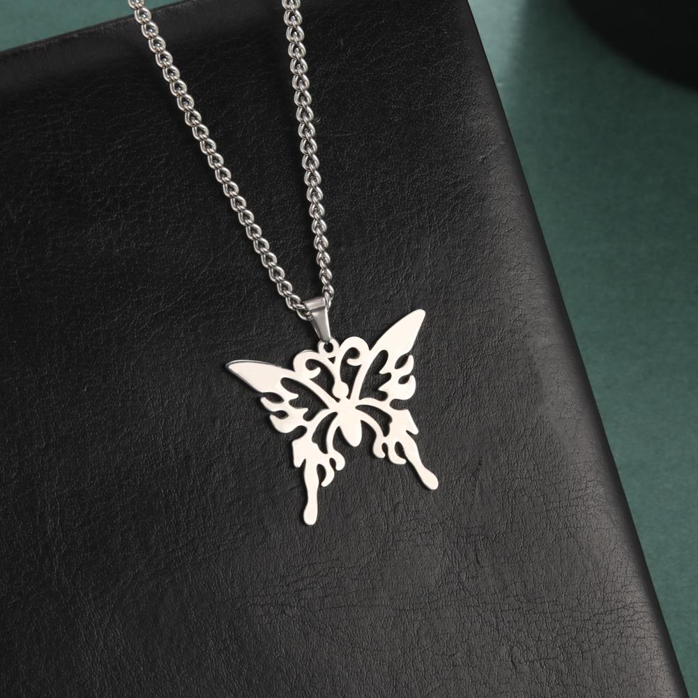 Trend Butterfly Hollow Pendant Necklace for Women Choker Stainless Steel Necklace Jewelry Mother's Day Gifts