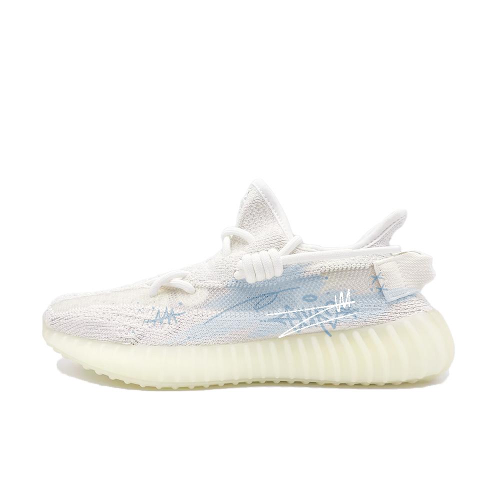 adidas Originals Yeezy Boost 350 V2 Blue Mist Love Letter Abrasion Resistant Low Top Casual Shoes Unisex Blue HQ6316(Team499-)