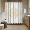 1pc Bohemian Style Golden Yellow Mandala Pattern Printed Shower Curtain, Polyester Fabric with 12 Hooks, Bath Curtain and