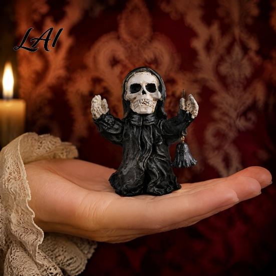 Decorative Pumpkin Figurines for Party Halloween Resin Figurine Spooky Skeleton Ghost Statue Retro Mottled Texture Ornaments Tiered Tray Tabletop