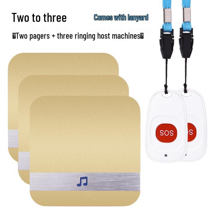 Wireless Emergency Call Button for Elderly - One-Touch Bedside Alert System Gold