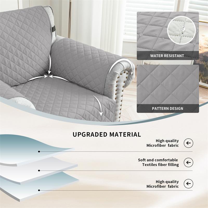 Quilted Armchair Sofa Cover Solid Color Non-Slip Anti-Wear Recliner Sofa Slipcover Solid Color Couch Cushion For Living Room
