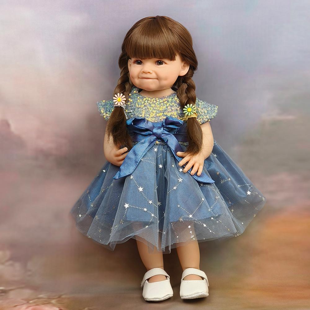 22 Inch Simulation Dolls Princess Dress Reborn Doll Soft Vinyl Washable DIY Hairstyles For Children's Christmas Gifts