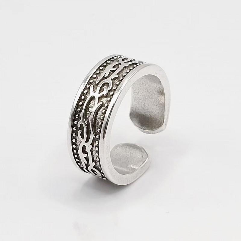 Adjustable Open Ring Men Women Vintage Thorn Leaf Geometric Design Copper Jewelry Bohemian Retro Style