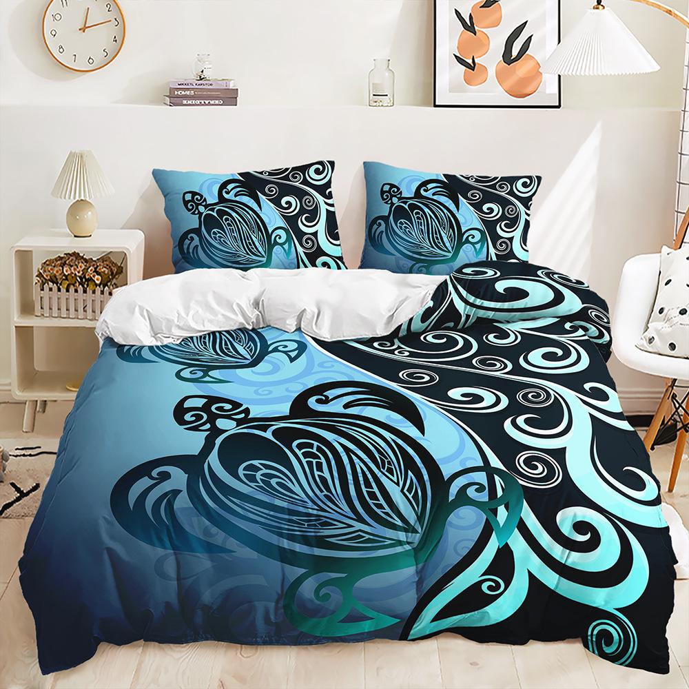 Three-Piece Marine Turtle Quilt Cover Digital Printing Kit Two-Piece Bedding