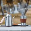 Kaffeekanne für draußen Edelstahl Teekanne Campinggeschirr Holzgriff 650ml Kaffeekanne Teekanne Filtertasse Kaffeemühle