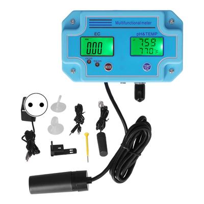 PH EC Temperature Meter DC 6V High Accuracy Portable LCD Hydroponic Monitor Multifunctional