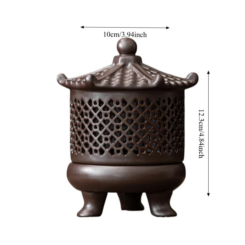 Gutta Disc Incense Burner Chinese Zen Vintage Three-legged Incense Burner Ceramic Tea Ceremony Zen Ornaments Home Decoration