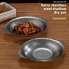 Retro stainless steel binaural dry pot plate, commercial golden spicy pot, crayfish shallow plate, sauerkraut fish pan