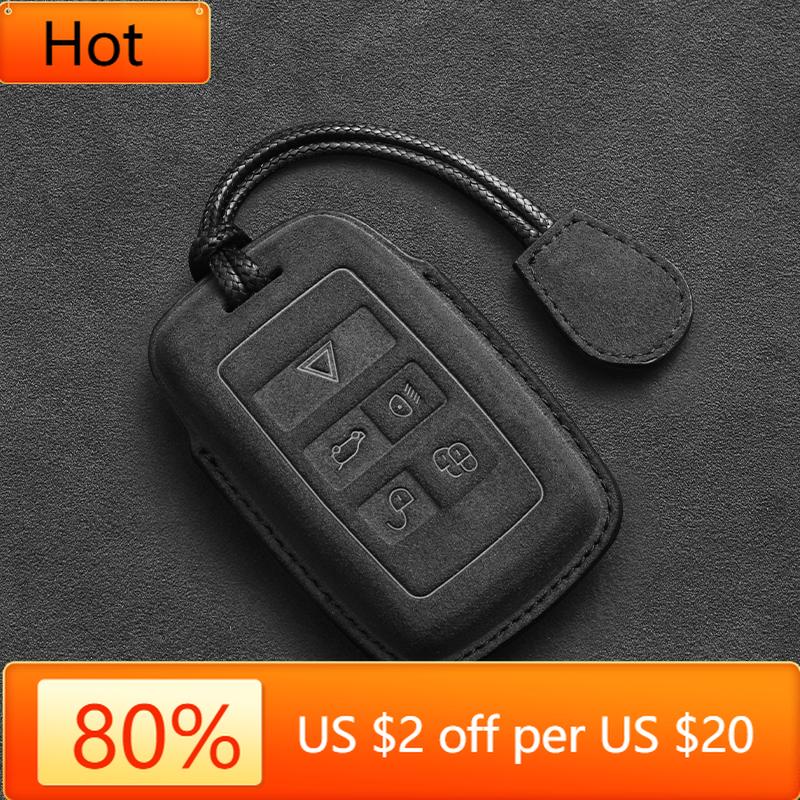 Interior Mouldings Suede Leather Car Key Case For Land Rover Range Rover Evoque Discovery Sport Velar For Jaguar XE XF E-Pace F-