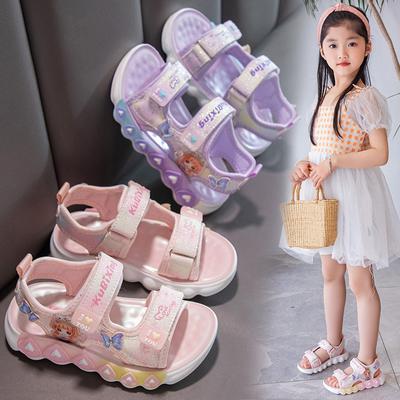 Solid Color Soft Sole Girls' Sandals Korean Style Medium and Large Children's Sandals